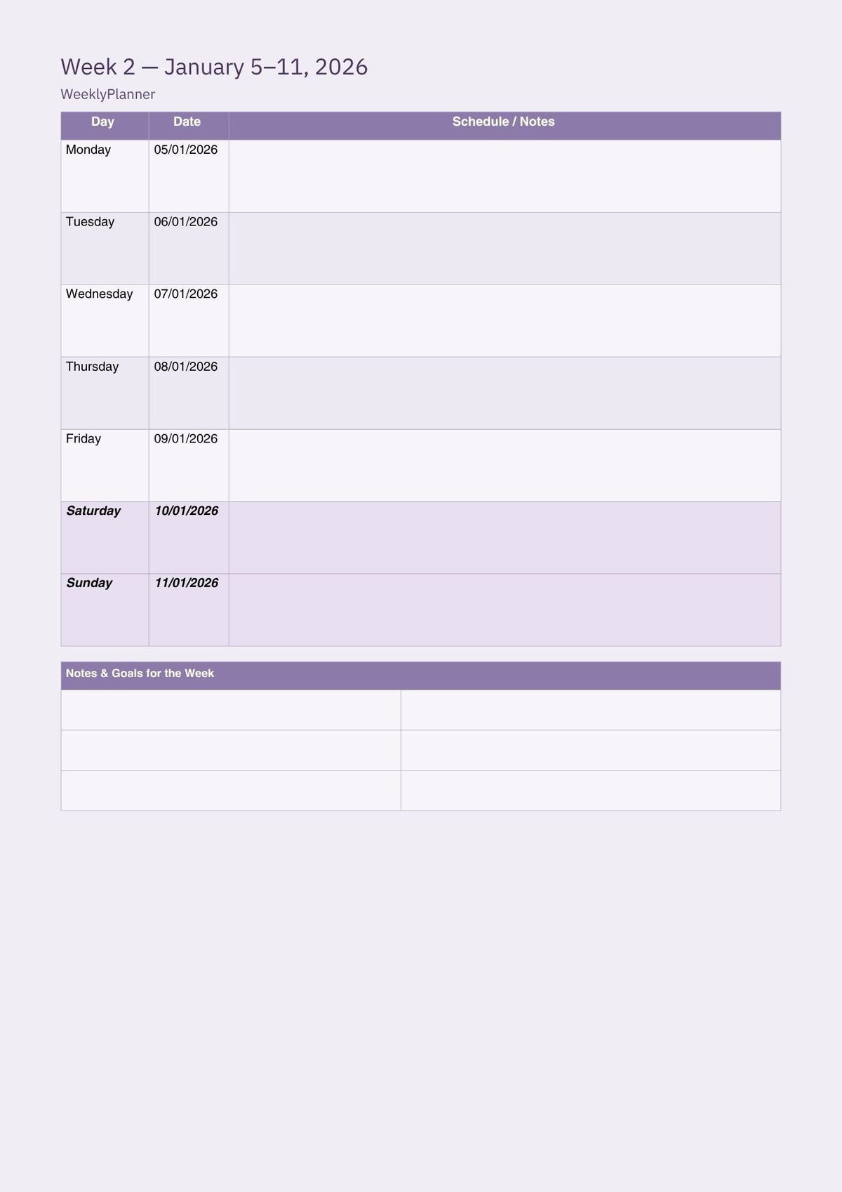 Weekly Planner – Weekly Schedule Organizer - R-Digital